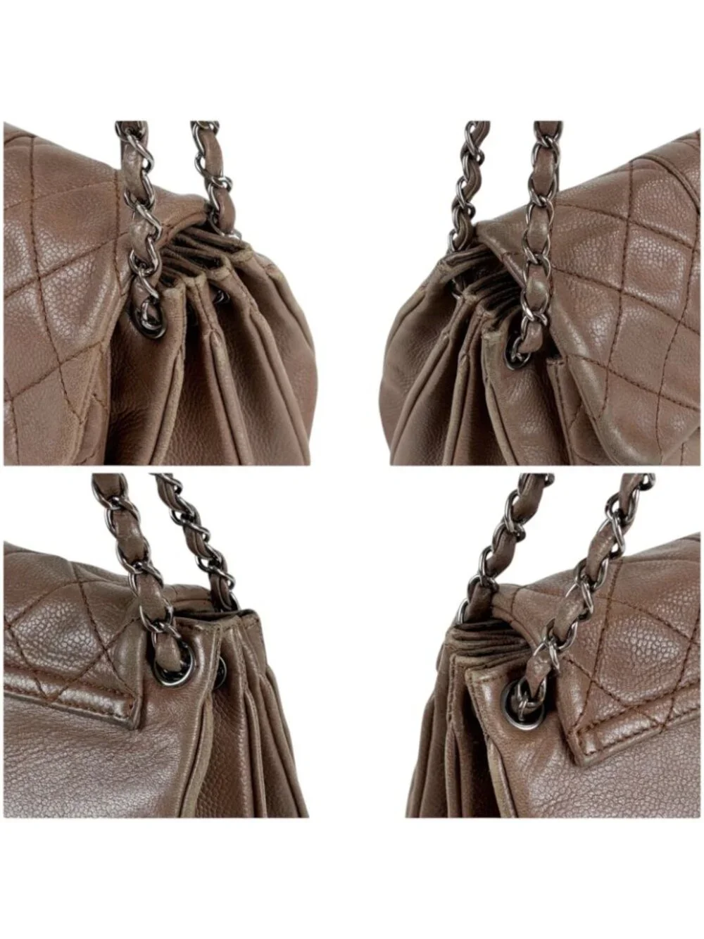 Chanel 2.55 Chain Shoulder Bag Caviar Leather Mademoiselle Lock Quilted Brown
